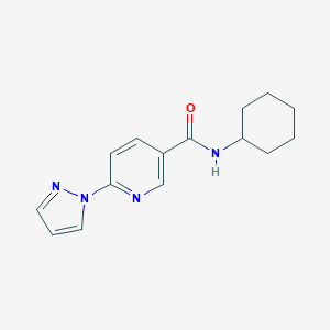 molecular formula C15H18N4O B504136 N-cyclohexyl-6-(1H-pyrazol-1-yl)nicotinamide 