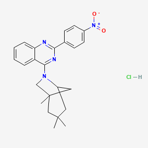 molecular formula C24H27ClN4O2 B5041377 2-(4-nitrophenyl)-4-(1,3,3-trimethyl-6-azabicyclo[3.2.1]octan-6-yl)quinazoline;hydrochloride 