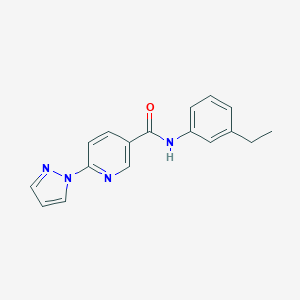molecular formula C17H16N4O B504139 N-(3-ethylphenyl)-6-(1H-pyrazol-1-yl)nicotinamide 
