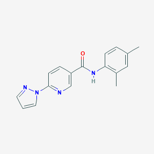 molecular formula C17H16N4O B504141 N-(2,4-dimethylphenyl)-6-(1H-pyrazol-1-yl)nicotinamide 