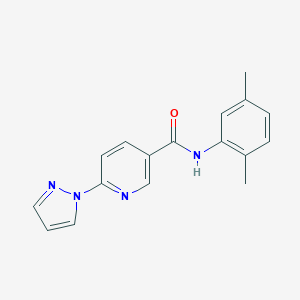 molecular formula C17H16N4O B504144 N-(2,5-dimethylphenyl)-6-(1H-pyrazol-1-yl)nicotinamide 