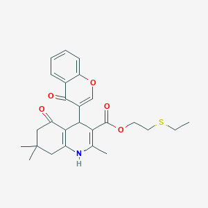 2-(ethylthio)ethyl 2,7,7-trimethyl-5-oxo-4-(4-oxo-4H-chromen-3-yl)-1,4,5,6,7,8-hexahydro-3-quinolinecarboxylate