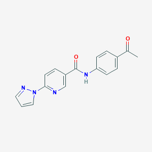 molecular formula C17H14N4O2 B504153 N-(4-acetylphenyl)-6-(1H-pyrazol-1-yl)nicotinamide 
