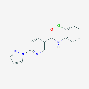 molecular formula C15H11ClN4O B504155 N-(2-chlorophenyl)-6-(1H-pyrazol-1-yl)nicotinamide 