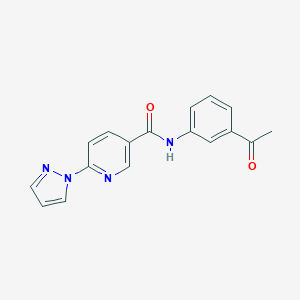 molecular formula C17H14N4O2 B504156 N-(3-acetylphenyl)-6-(1H-pyrazol-1-yl)nicotinamide 