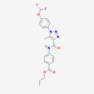 molecular formula C21H20F2N4O4 B504164 propyl 4-[({1-[4-(difluoromethoxy)phenyl]-5-methyl-1H-1,2,3-triazol-4-yl}carbonyl)amino]benzoate 