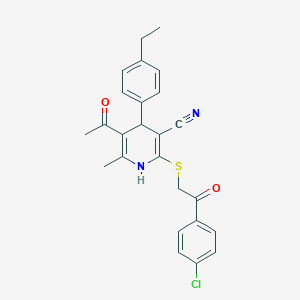 molecular formula C25H23ClN2O2S B5041704 5-Acetyl-2-[2-(4-chlorophenyl)-2-oxoethyl]sulfanyl-4-(4-ethylphenyl)-6-methyl-1,4-dihydropyridine-3-carbonitrile 