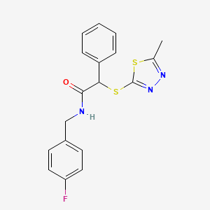 N-(4-fluorobenzyl)-2-[(5-methyl-1,3,4-thiadiazol-2-yl)thio]-2-phenylacetamide