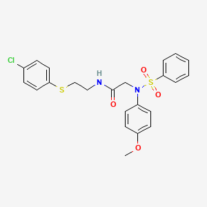 molecular formula C23H23ClN2O4S2 B5041748 N~1~-{2-[(4-chlorophenyl)thio]ethyl}-N~2~-(4-methoxyphenyl)-N~2~-(phenylsulfonyl)glycinamide 