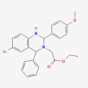 ETHYL 2-[6-BROMO-2-(4-METHOXYPHENYL)-4-PHENYL-1,2,3,4-TETRAHYDROQUINAZOLIN-3-YL]ACETATE