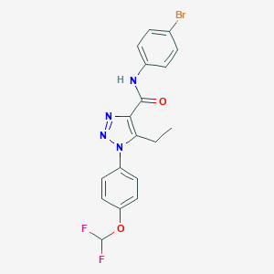 molecular formula C18H15BrF2N4O2 B504179 N-(4-bromophenyl)-1-[4-(difluoromethoxy)phenyl]-5-ethyl-1H-1,2,3-triazole-4-carboxamide 