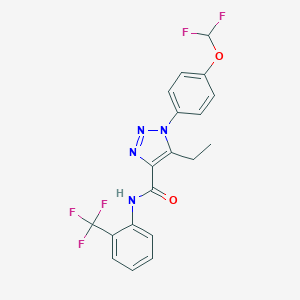 molecular formula C19H15F5N4O2 B504180 1-[4-(difluoromethoxy)phenyl]-5-ethyl-N-[2-(trifluoromethyl)phenyl]-1H-1,2,3-triazole-4-carboxamide 