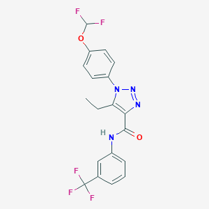 molecular formula C19H15F5N4O2 B504181 1-[4-(difluoromethoxy)phenyl]-5-ethyl-N-[3-(trifluoromethyl)phenyl]-1H-1,2,3-triazole-4-carboxamide 