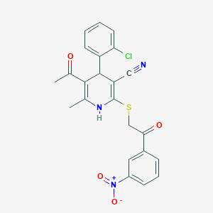 5-acetyl-4-(2-chlorophenyl)-6-methyl-2-{[2-(3-nitrophenyl)-2-oxoethyl]thio}-1,4-dihydro-3-pyridinecarbonitrile