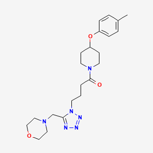 molecular formula C22H32N6O3 B5041872 4-[(1-{4-[4-(4-methylphenoxy)-1-piperidinyl]-4-oxobutyl}-1H-tetrazol-5-yl)methyl]morpholine 