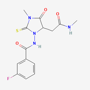 molecular formula C14H15FN4O3S B5041873 3-fluoro-N-[3-methyl-5-[2-(methylamino)-2-oxoethyl]-4-oxo-2-sulfanylideneimidazolidin-1-yl]benzamide 