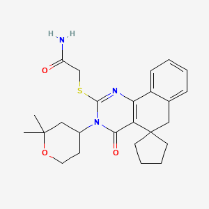 molecular formula C25H31N3O3S B5041885 2-{[3-(2,2-dimethyltetrahydro-2H-pyran-4-yl)-4-oxo-4,6-dihydro-3H-spiro[benzo[h]quinazoline-5,1'-cyclopentan]-2-yl]sulfanyl}acetamide 