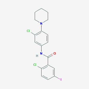 molecular formula C18H17Cl2IN2O B5041898 2-chloro-N-[3-chloro-4-(1-piperidinyl)phenyl]-5-iodobenzamide 