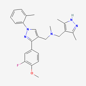 molecular formula C25H28FN5O B5041910 N-[(3,5-dimethyl-1H-pyrazol-4-yl)methyl]-1-[3-(3-fluoro-4-methoxyphenyl)-1-(2-methylphenyl)pyrazol-4-yl]-N-methylmethanamine 