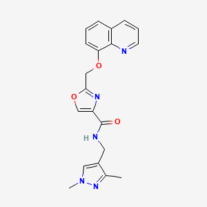 molecular formula C20H19N5O3 B5041930 N-[(1,3-dimethyl-1H-pyrazol-4-yl)methyl]-2-[(8-quinolinyloxy)methyl]-1,3-oxazole-4-carboxamide 