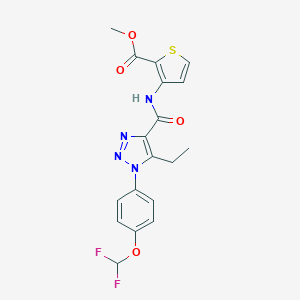 molecular formula C18H16F2N4O4S B504197 methyl 3-[({1-[4-(difluoromethoxy)phenyl]-5-ethyl-1H-1,2,3-triazol-4-yl}carbonyl)amino]-2-thiophenecarboxylate 