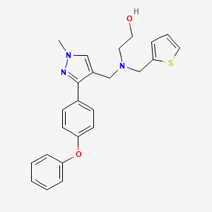 molecular formula C24H25N3O2S B5041999 2-[{[1-methyl-3-(4-phenoxyphenyl)-1H-pyrazol-4-yl]methyl}(2-thienylmethyl)amino]ethanol 