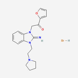 molecular formula C19H23BrN4O2 B5042029 1-(2-furyl)-2-{2-imino-3-[2-(1-pyrrolidinyl)ethyl]-2,3-dihydro-1H-benzimidazol-1-yl}ethanone hydrobromide 