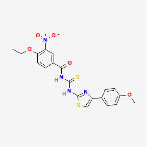 molecular formula C20H18N4O5S2 B5042049 4-ethoxy-N-{[4-(4-methoxyphenyl)-1,3-thiazol-2-yl]carbamothioyl}-3-nitrobenzamide 