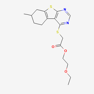 molecular formula C17H22N2O3S2 B5042073 2-ethoxyethyl [(7-methyl-5,6,7,8-tetrahydro[1]benzothieno[2,3-d]pyrimidin-4-yl)thio]acetate 