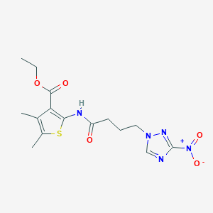 molecular formula C15H19N5O5S B5042161 ETHYL 4,5-DIMETHYL-2-[4-(3-NITRO-1H-1,2,4-TRIAZOL-1-YL)BUTANAMIDO]THIOPHENE-3-CARBOXYLATE 