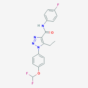molecular formula C18H15F3N4O2 B504217 1-[4-(difluoromethoxy)phenyl]-5-ethyl-N-(4-fluorophenyl)-1H-1,2,3-triazole-4-carboxamide 