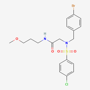 molecular formula C19H22BrClN2O4S B5042175 N~2~-(4-bromobenzyl)-N~2~-[(4-chlorophenyl)sulfonyl]-N-(3-methoxypropyl)glycinamide 