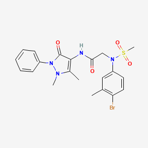 molecular formula C21H23BrN4O4S B5042184 N~2~-(4-bromo-3-methylphenyl)-N~1~-(1,5-dimethyl-3-oxo-2-phenyl-2,3-dihydro-1H-pyrazol-4-yl)-N~2~-(methylsulfonyl)glycinamide 