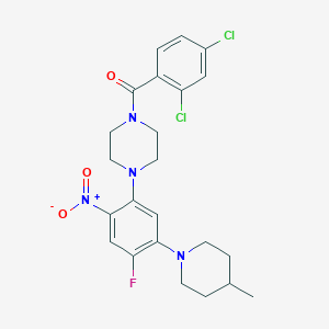 molecular formula C23H25Cl2FN4O3 B5042261 (2,4-Dichlorophenyl)-[4-[4-fluoro-5-(4-methylpiperidin-1-yl)-2-nitrophenyl]piperazin-1-yl]methanone 