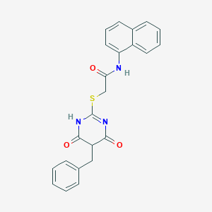 2-[(5-benzyl-4,6-dioxo-1,4,5,6-tetrahydropyrimidin-2-yl)sulfanyl]-N-(naphthalen-1-yl)acetamide