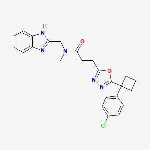 molecular formula C24H24ClN5O2 B5042347 N-(1H-benzimidazol-2-ylmethyl)-3-{5-[1-(4-chlorophenyl)cyclobutyl]-1,3,4-oxadiazol-2-yl}-N-methylpropanamide 