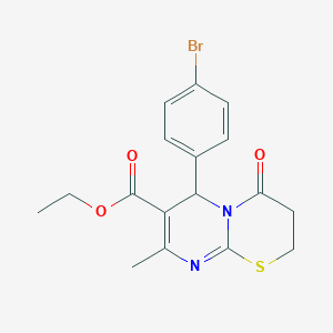 ethyl 6-(4-bromophenyl)-8-methyl-4-oxo-3,4-dihydro-2H,6H-pyrimido[2,1-b][1,3]thiazine-7-carboxylate