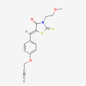 molecular formula C16H15NO3S2 B5042465 (5Z)-3-(2-methoxyethyl)-5-[4-(prop-2-yn-1-yloxy)benzylidene]-2-thioxo-1,3-thiazolidin-4-one 