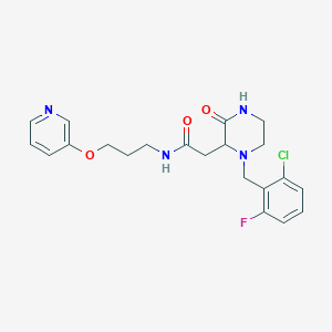 molecular formula C21H24ClFN4O3 B5042480 2-[1-(2-chloro-6-fluorobenzyl)-3-oxo-2-piperazinyl]-N-[3-(3-pyridinyloxy)propyl]acetamide 