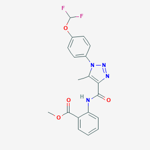 molecular formula C19H16F2N4O4 B504250 methyl 2-[({1-[4-(difluoromethoxy)phenyl]-5-methyl-1H-1,2,3-triazol-4-yl}carbonyl)amino]benzoate 