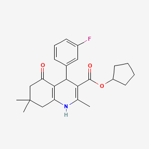 molecular formula C24H28FNO3 B5042524 Cyclopentyl 4-(3-fluorophenyl)-2,7,7-trimethyl-5-oxo-1,4,5,6,7,8-hexahydroquinoline-3-carboxylate CAS No. 5467-38-9