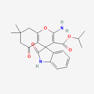 molecular formula C22H24N2O5 B5042532 Propan-2-yl 2-amino-7,7-dimethyl-2',5-dioxo-1',2',5,6,7,8-hexahydrospiro[chromene-4,3'-indole]-3-carboxylate 