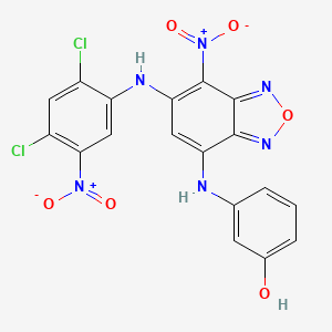 molecular formula C18H10Cl2N6O6 B5042552 3-({6-[(2,4-dichloro-5-nitrophenyl)amino]-7-nitro-2,1,3-benzoxadiazol-4-yl}amino)phenol 