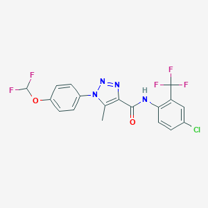 molecular formula C18H12ClF5N4O2 B504259 N-[4-chloro-2-(trifluoromethyl)phenyl]-1-[4-(difluoromethoxy)phenyl]-5-methyl-1H-1,2,3-triazole-4-carboxamide 