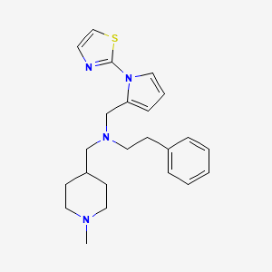 molecular formula C23H30N4S B5042637 N-[(1-methyl-4-piperidinyl)methyl]-2-phenyl-N-{[1-(1,3-thiazol-2-yl)-1H-pyrrol-2-yl]methyl}ethanamine 