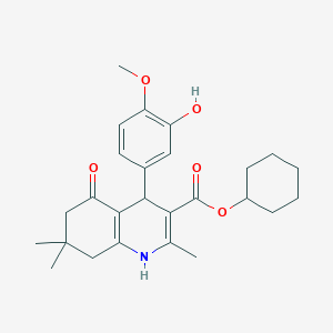 Cyclohexyl 4-(3-hydroxy-4-methoxyphenyl)-2,7,7-trimethyl-5-oxo-1,4,5,6,7,8-hexahydroquinoline-3-carboxylate