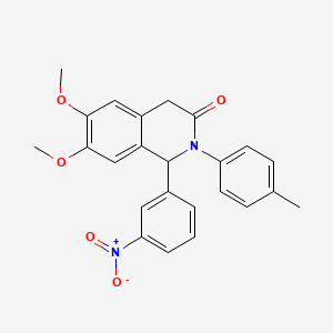 molecular formula C24H22N2O5 B5042729 6,7-dimethoxy-2-(4-methylphenyl)-1-(3-nitrophenyl)-1,4-dihydro-3(2H)-isoquinolinone 