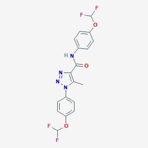 molecular formula C18H14F4N4O3 B504273 N,1-bis[4-(difluoromethoxy)phenyl]-5-methyl-1H-1,2,3-triazole-4-carboxamide 