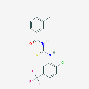 molecular formula C17H14ClF3N2OS B5042732 N-{[2-chloro-5-(trifluoromethyl)phenyl]carbamothioyl}-3,4-dimethylbenzamide 