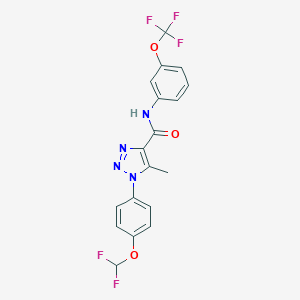 molecular formula C18H13F5N4O3 B504275 1-[4-(difluoromethoxy)phenyl]-5-methyl-N-[3-(trifluoromethoxy)phenyl]-1H-1,2,3-triazole-4-carboxamide 